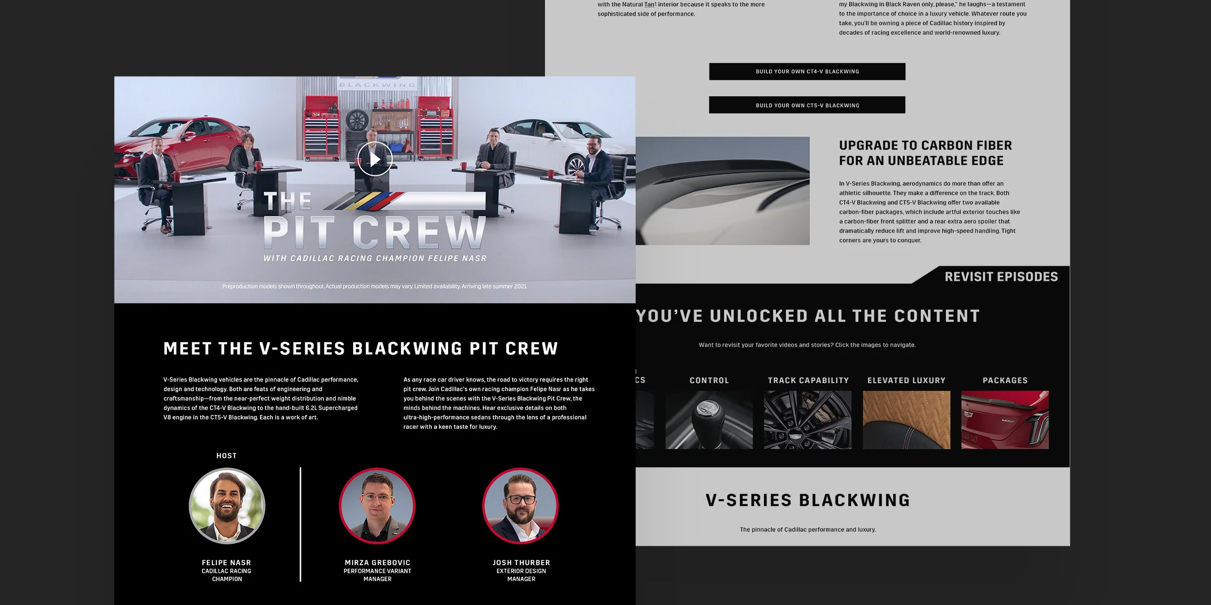 V-Series Blackwing: The Pit Crew Landing Page