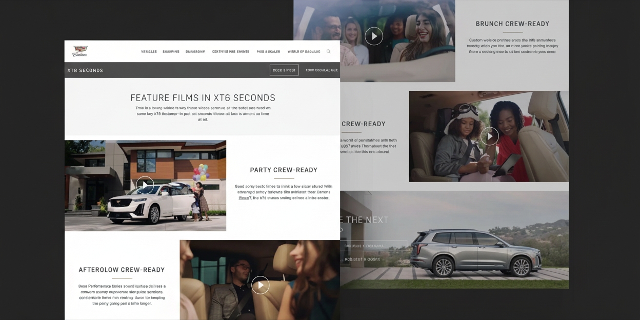 Centralized landing hub for the Cadillac XT6 campaign featuring all four six-second films and supporting content modules.