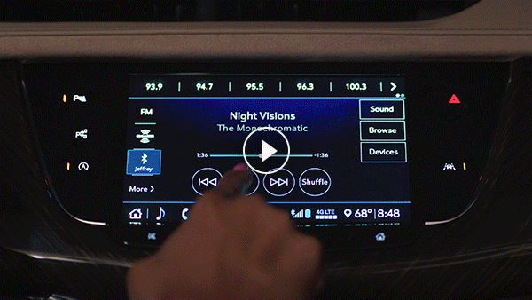 Animated email masthead featuring Cadillac XT6 digital instrument cluster and infotainment controls.